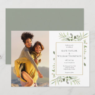 Invitation Mariage photo Feuille Botanical Greenery