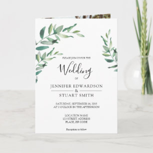 Invitation Mariage photo feuille Monogramme