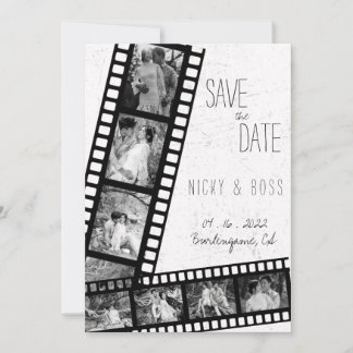 Invitation Mariage Photo Film Rustique Moderne Enregistrer la
