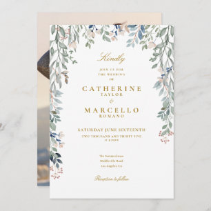 Invitation Mariage photo Fleur sauvage de verdure