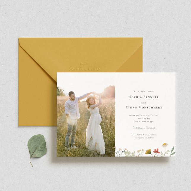 Invitation Mariage photo Fleur sauvage Leander (Créateur téléchargé)