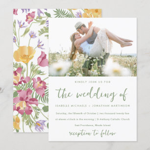 Invitation Mariage photo Fleur sauvage peint moderne