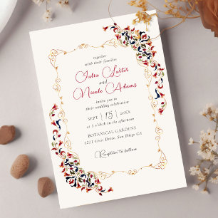 Invitation Mariage Photo Floral Botanique Paisley Art Luxe