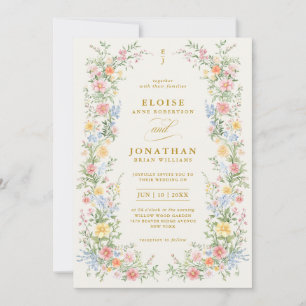 Invitation Mariage photo floral de printemps orné pastel doux