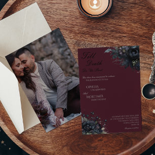 Invitation Mariage photo gothique foncé jusqu'à la mort