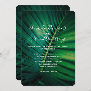 Invitation Mariage photo Green Leaf Palm Frond