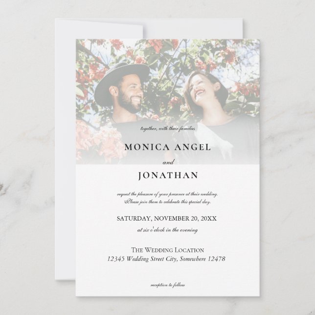 Invitation Mariage Photo Horizontal Élégant (Devant)
