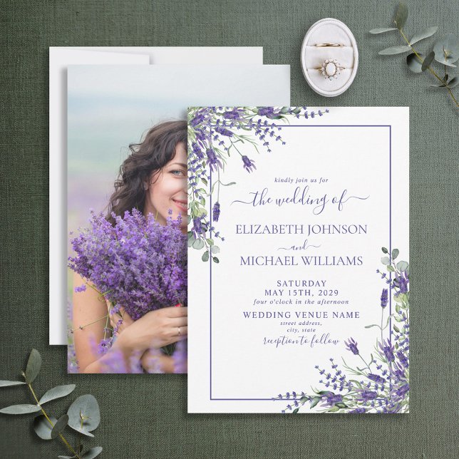 Invitation Mariage photo Lavender Eucalyptus (Créateur téléchargé)