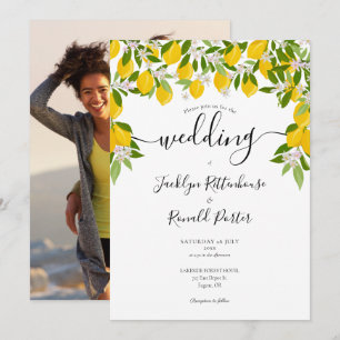 Invitation Mariage photo Lemons Blossom Greenery