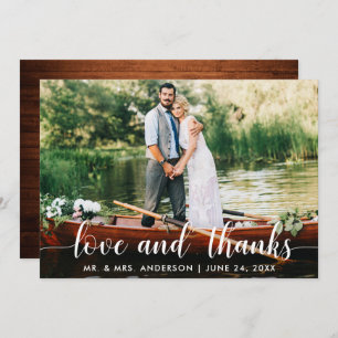 Invitation Mariage Photo Love and Thanks Card Wood