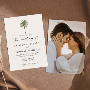 Invitation Mariage photo minimal Palm Tree