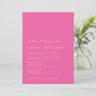 Invitation Mariage photo minimaliste Chic Hot Pink