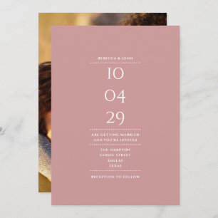 Invitation Mariage photo minimaliste Dusty Rose