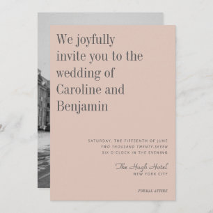 Invitation Mariage photo minimaliste Elegant Blush Grey