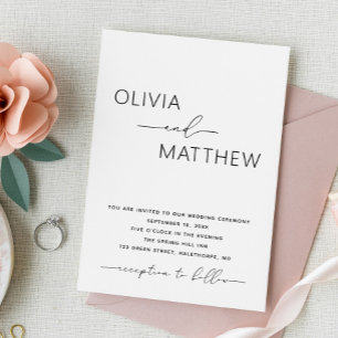 Invitation Mariage photo minimaliste élégant + détails du cod