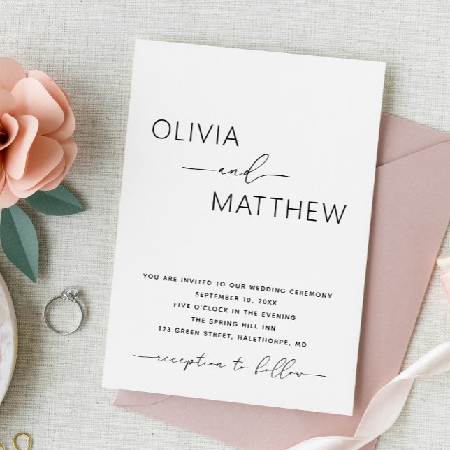 Invitation Mariage photo minimaliste élégant + détails du cod (Créateur téléchargé)