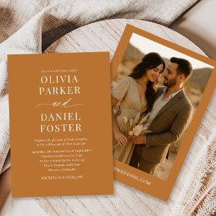 Invitation Mariage photo minimaliste en bronze de cuivre