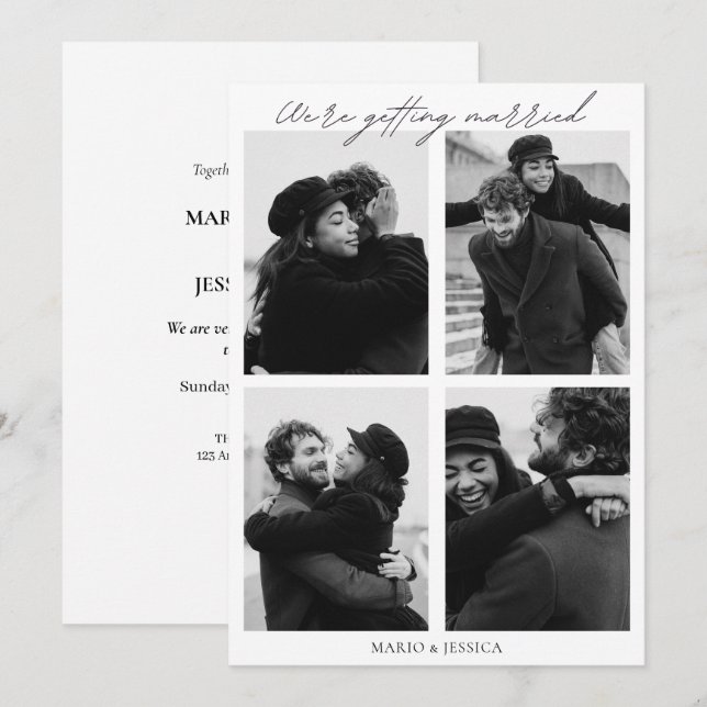 Invitation Mariage photo minimaliste esthétique (Devant / Derrière)