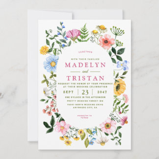 Invitation Mariage photo Minimaliste Fleurs Vertes et Blanche