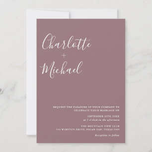 Invitation Mariage photo minimaliste Mauve Script