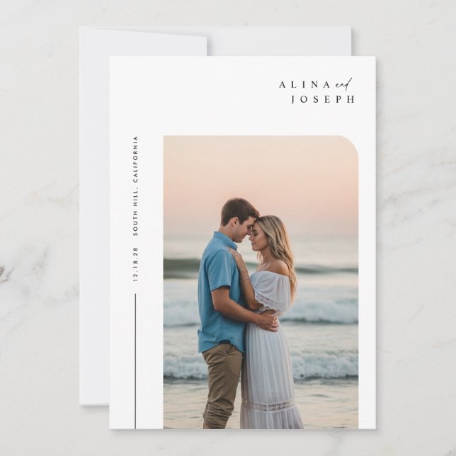 Invitation Mariage photo minimaliste moderne Boho (Devant)