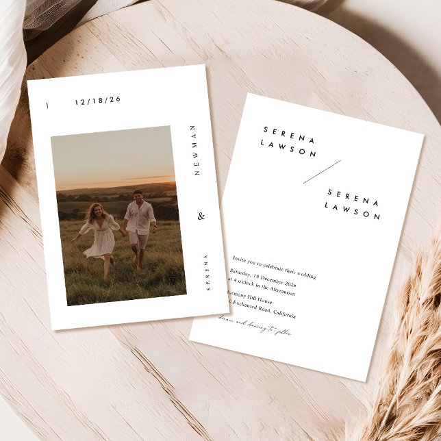 Invitation Mariage photo minimaliste moderne Boho (Créateur téléchargé)