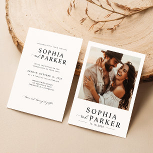Invitation Mariage photo minimaliste moderne Boho