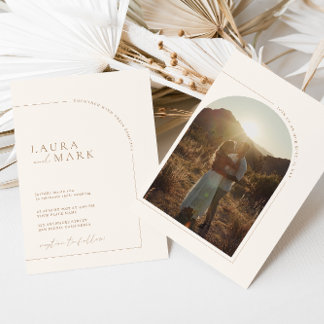Invitation Mariage photo minimaliste moderne Boho Arch