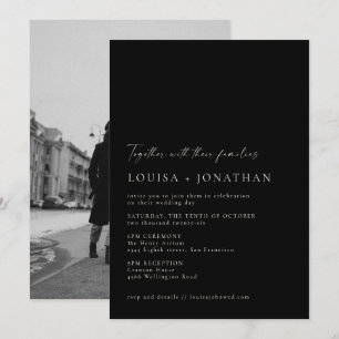 Invitation Mariage photo minimaliste moderne chic noir
