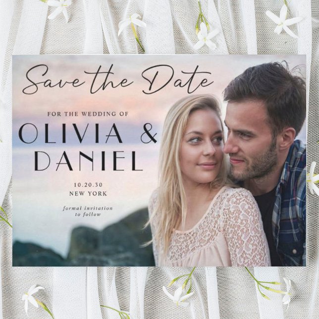 Invitation Mariage photo minimaliste moderne Enregistrer la d (Créateur téléchargé)
