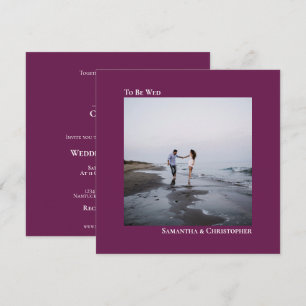 Invitation Mariage photo minimaliste moderne Magenta Carré