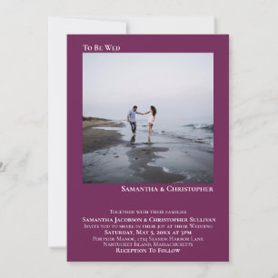 Invitation Mariage photo minimaliste moderne Magenta Plum