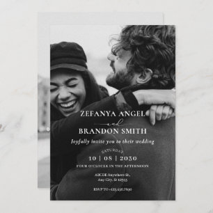 Invitation Mariage photo minimaliste moderne monochrome