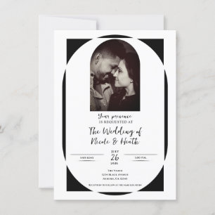 Invitation Mariage Photo Minimaliste Moderne Noir & Blanc