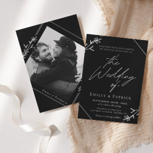 Invitation Mariage photo minimaliste moderne noir et blanc