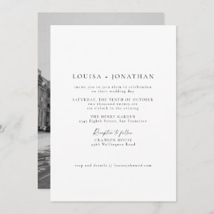 Invitation Mariage photo minimaliste noir blanc