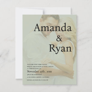 Invitation Mariage photo minimaliste Sage Green Faux Vellum