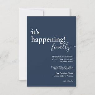 Invitation Mariage photo minimaliste Simple Navy BIue