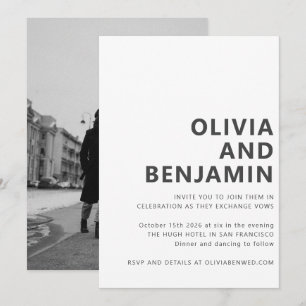 Invitation Mariage photo moderne Black White Bold Typographie