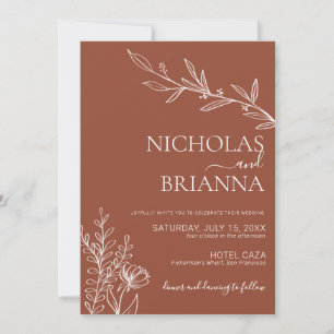 Invitation Mariage photo moderne Boho Terracotta Burnt Orange
