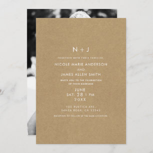 Invitation Mariage photo moderne Brown Kraft Rustic Minimal