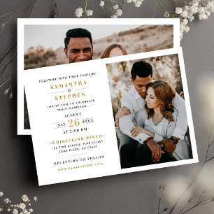 Invitation Mariage photo moderne Champagne Gold
