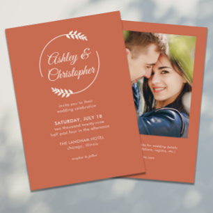 Invitation Mariage photo moderne de charpente en cuivre rouge