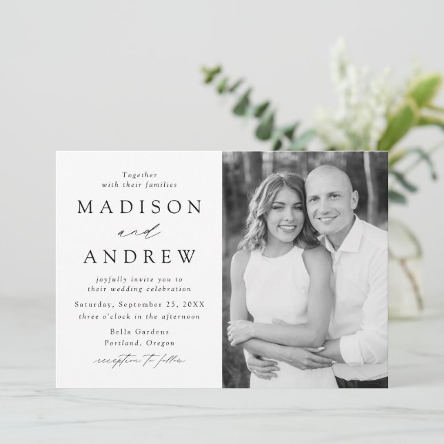 Invitation Mariage photo moderne Elegance (Debout devant)