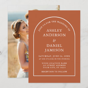 Invitation Mariage photo moderne élégant Arch Burnt Orange