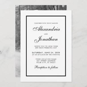 Invitation Mariage photo moderne élégant Inviter noir & blanc