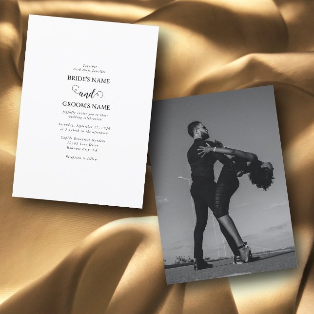 Invitation Mariage photo moderne en noir et blanc (Créateur téléchargé)