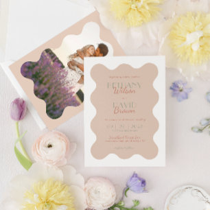 Invitation Mariage photo moderne en terre cuite et sol vert v
