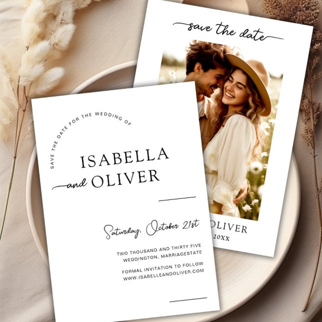 Invitation Mariage photo moderne Enregistrer la date Invitati (Modern Photo Wedding Save the Date Invite Template)