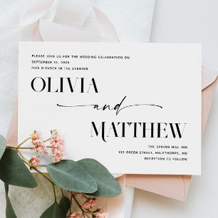 Invitation Mariage photo moderne épuré minimaliste + détails 